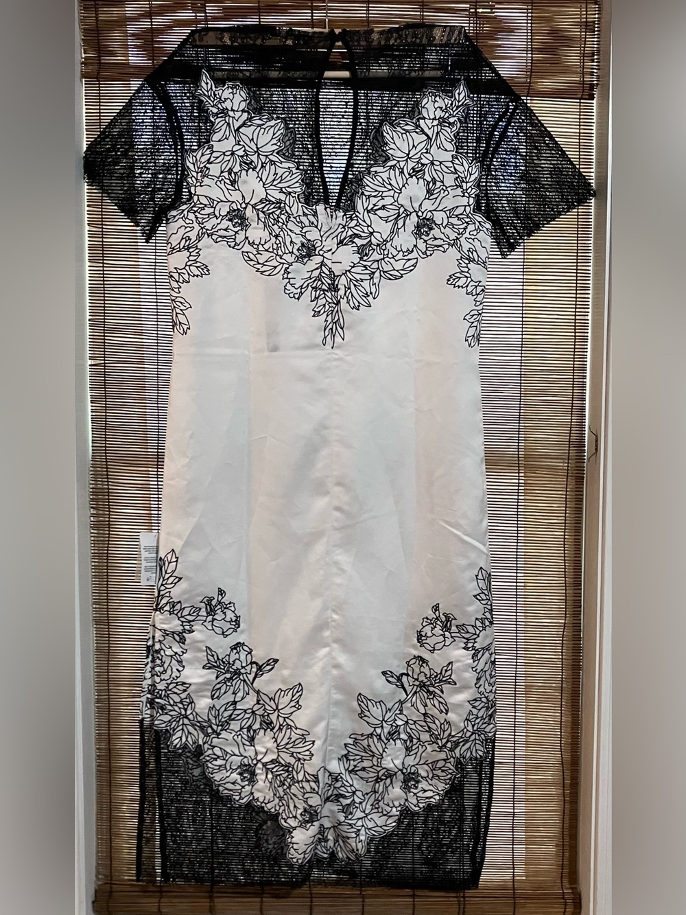 ASOS ARRANGE satin lace applique embroidered column midi dress in ivory - Picture 7 of 15